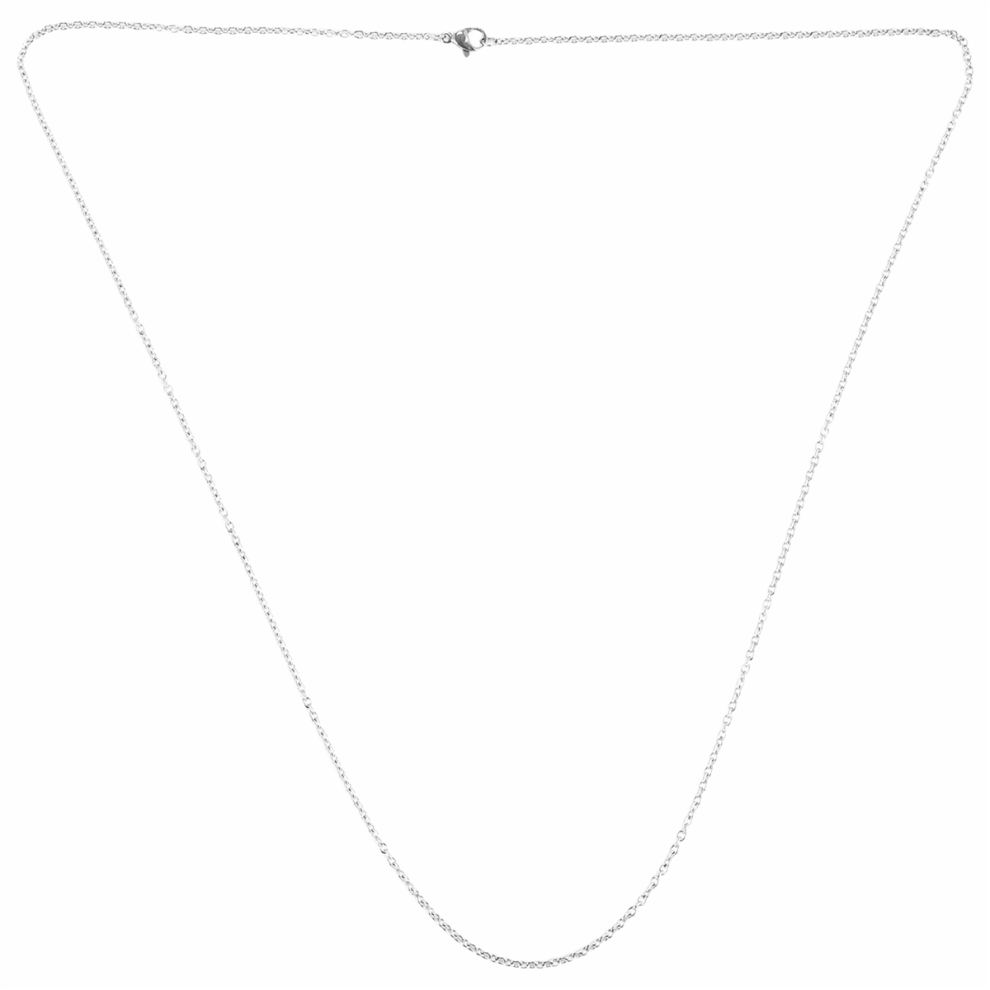 Jewelry Woman Chain, stainless steel "O" necklace, Silver – 2 mm wide 65 cm long