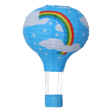 12inch Hot Air Balloon Paper Decor, Blue Rainbow