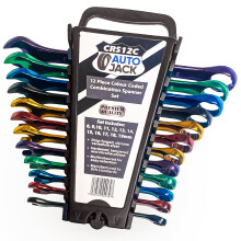 Autojack 12 Piece Spanner Set, Multi Coloured Combination Wrench, 8mm - 19mm Metric Spanners High Torque Chrome Vanadium Steel