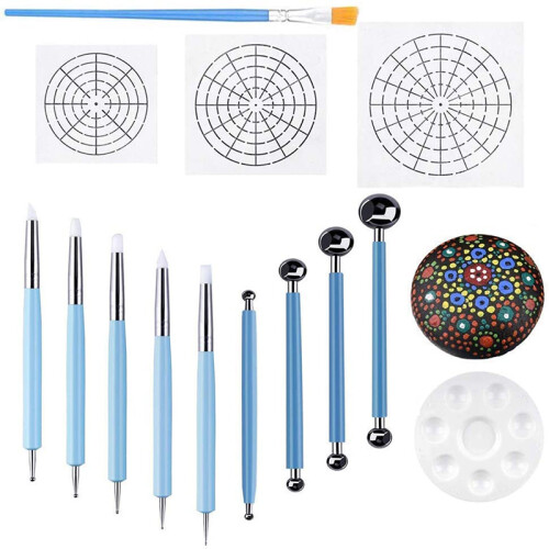 Set of 14 Mandala Dotting Stencil Tools Rock Painting Kit 1