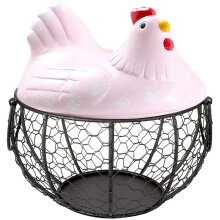 Egg Basket, Wrought Wire Restaurant Basket,Kitchen Hen Decor (Pink)