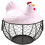 Egg Basket, Wrought Wire Restaurant Basket,Kitchen Hen Decor (Pink) 1
