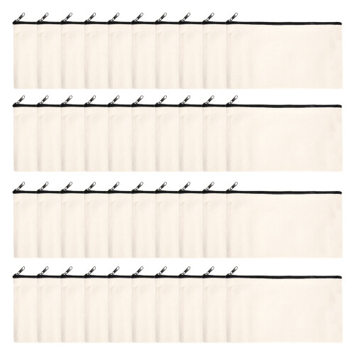 40Pcs Canvas Zipper Bag Pencil Case Cosmetic Blank DIY Craft 2