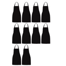 10 Pack Bib Apron - Unisex Black Bulk with 2 Roomy Pockets