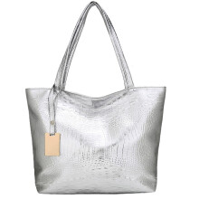 Ladies Leather Handbags, Shoulder Bags,-Silver