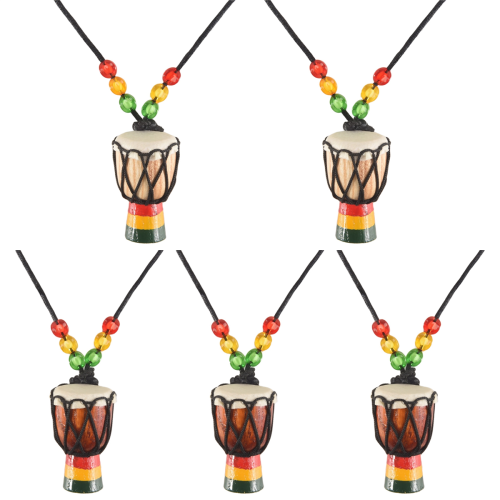 5 Pcs Instrument Necklaces Djembe Drum Mini Pendant African 1