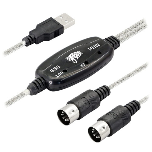 USB MIDI Cable Adapter, A Male to Din with LED for Keyboard 1