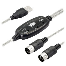 USB MIDI Cable Adapter, A Male to Din with LED for Keyboard