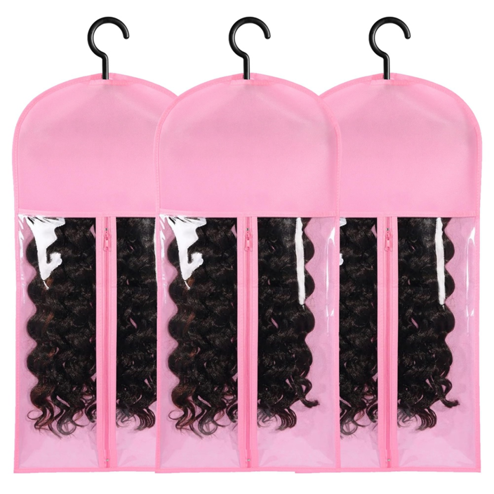 Saudism 3Pcs Hair Extension Holder Wig Storage For Multiple Wigs Pink