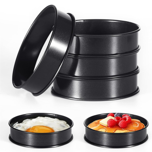 6Pcs Crumpet Rings 4 Inch Double Rolled Round Mold for Baking Cooking 1