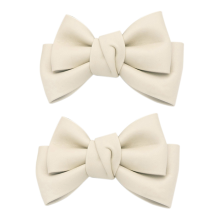 Shoe Clips Leather Bow Jewelry Creamy-White