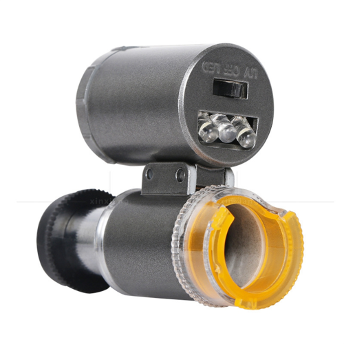 60X Mini Pocket Microscope Jewelers Eye Loupe With LED UV Light- A 2