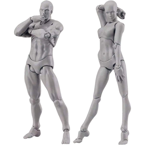 Artists Manikin Jointed Drawing Figures Male+Female Set (Grey) 1