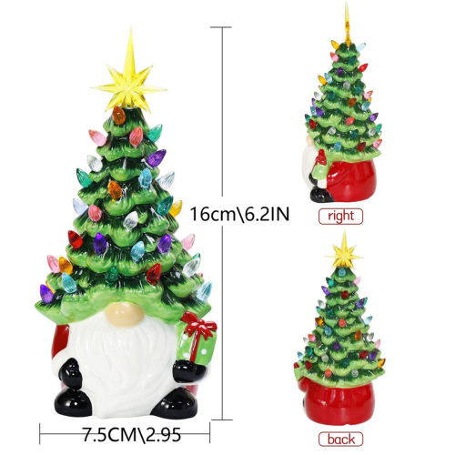 Christmas Decorations - 6.2Inch Lighted Up Gnomes Tree 2