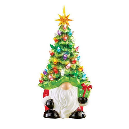 Christmas Decorations - 6.2Inch Lighted Up Gnomes Tree