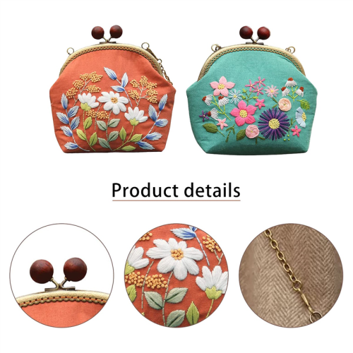 2Pcs Beginner Embroidery Coin Purse Kit (Non Finished Products) 2