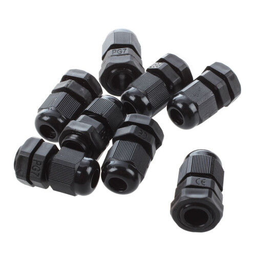 8 PCS PG7 Black Plastic Waterproof Cable Gland Connector 3-6.5mm 1