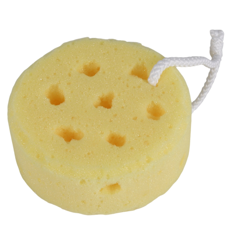 Yellow Round Bath Body Shower Soft Sponge w Hanging Loop 2