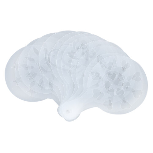 12 Pcs Cappuccino Coffee White Stencils Flowers Pad Duster 2