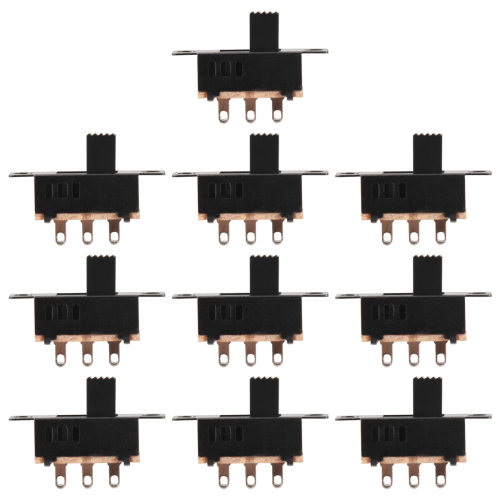 10Pcs High Knob 6 Pin 3 Position DPDT Panel Slide Switch 0.5A 50V DC 2