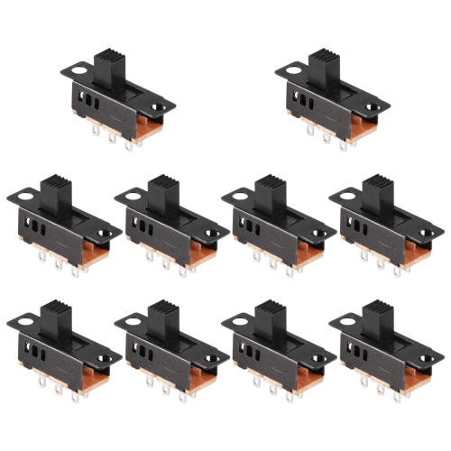 10Pcs High Knob 6 Pin 3 Position DPDT Panel Slide Switch 0.5A 50V DC 1