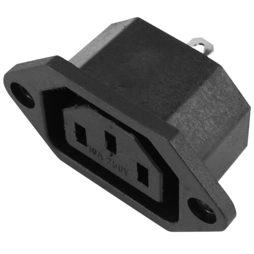 AC 250V 10A IEC 320 C13 Panel Mount Plug Connector Socket Black 1