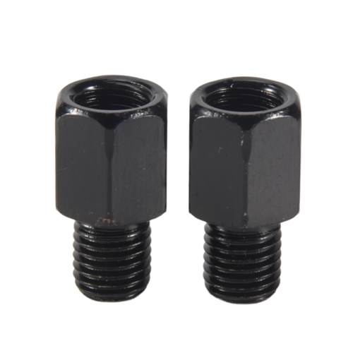 2 PCS motorcycle MIRROR ADAPTORS CONVERTS CLOCKWISE 8MM TO 10MM BLACK 1