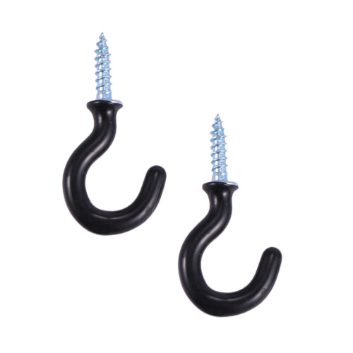 50 Pcs 1.1" Cup Mug Hooks Shouldered Metal Screw-in Black 1