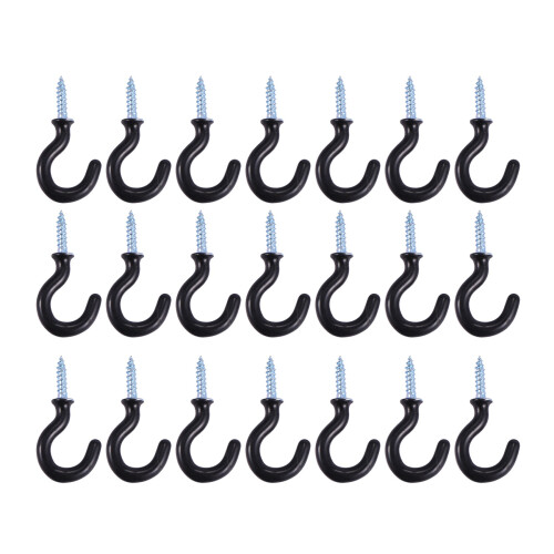 50 Pcs 1.1" Cup Mug Hooks Shouldered Metal Screw-in Black 2