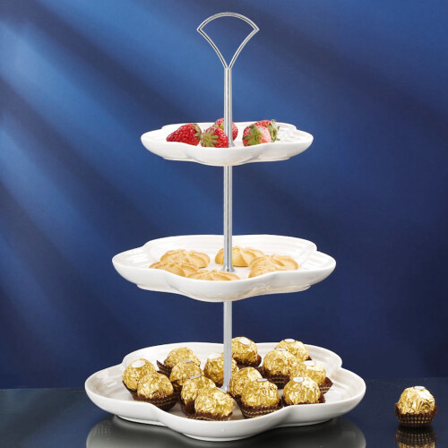 1 set 2 3 Tier Cake Plate Stand, Fan, Silver, Sets 2