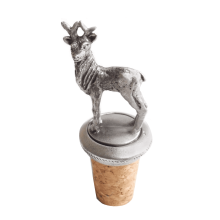 (Add a Gift Pouch) Red Deer Stag Hart Pewter Bottle Stopper
