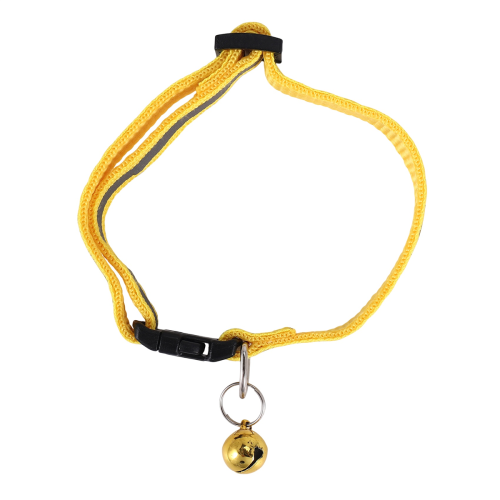 Adjustable Reflective Pet Collar Safety Release with Bell (Yellow) 2
