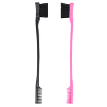 Double Sided Edge Control Hair Brush Comb 2 Pieces Pink and Black