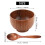 4 Pieces Wooden Handmade Bowl and Spoon Kitchen Tableware 10