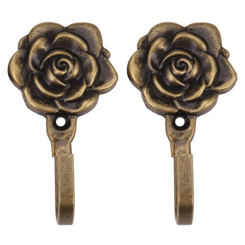 2Pcs Metal Rose Flower Curtain Tie Back Tieback Holders Wall Decor