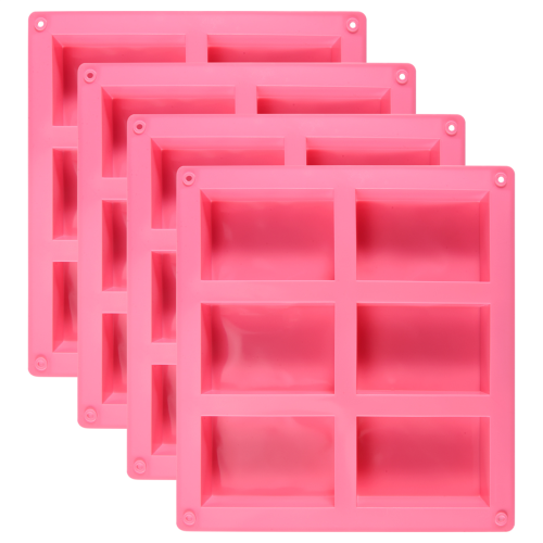 4 Pack Silicone Soap Molds - 6 Cavity Rectangle DIY 2