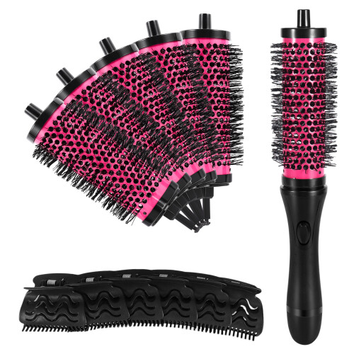 6pcs 3 Sizes Detachable Handle Hair Roller Brush with Clips Curler 2