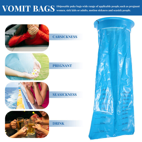 20Pcs Disposable Vomit Bags , Multi-Purpose Emesis Bags, Aircraft 2