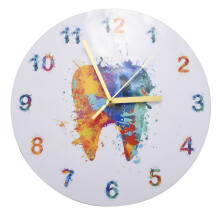 Watercolour Tooth Painting Print Wall Clock Dental Clinic Art