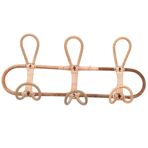 Rattan Wall Hooks Kids Garments Organizer Rack Room Decor Hanger