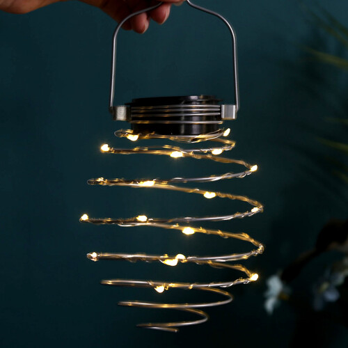 Solar Powered LED Spiral Hanging Lights (Spiral Light x4) Warm White 2