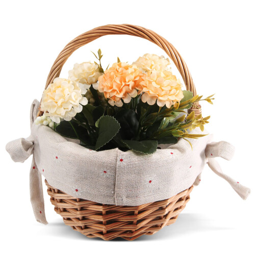 Hand-Woven Wicker Basket Simulation Flower Single Handle 2