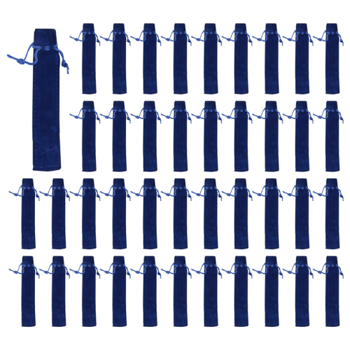 50 PCS blue velvet pencil case holder single bag 2