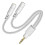 Knitted 3.5mm Audio Splitter TRS 3-Pole Cable -white 1