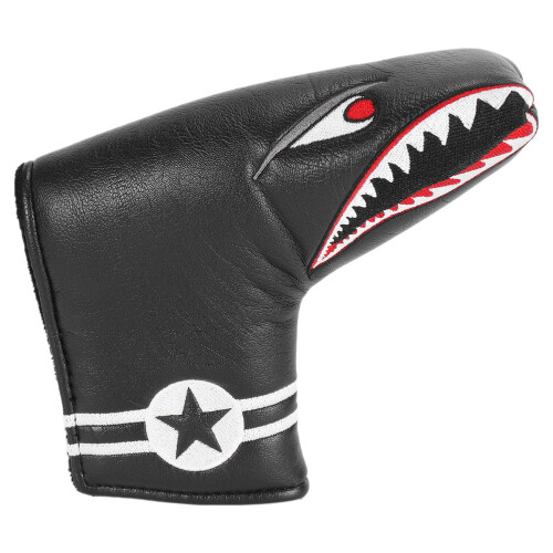 1Pc Black PU Leather with Embroidery Magnet Putter Headcover 1