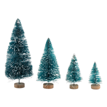 60 Pieces Mini Sisal Snow Frosted Trees Winter Pine with Wood Base