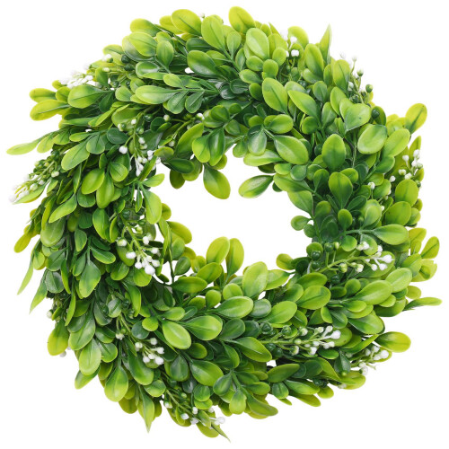 2 Pack Artificial Boxwood Wreath Leaves Decoration, 10 Inches 1