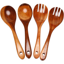 Wooden Salad Servers Set of 4 Serving Cutlery Spoon Fork