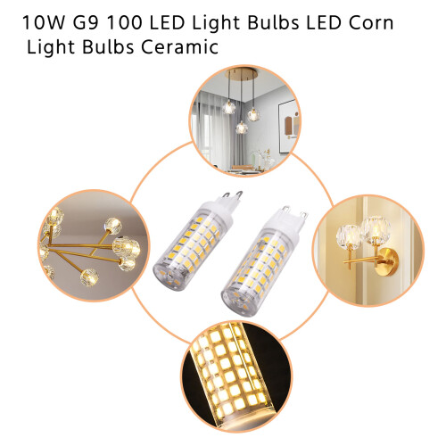 10W G9 100 LED Corn Light Bulbs Ceramic,No Flicker,2PCS Natural White 2