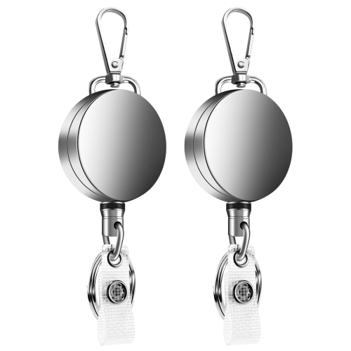 2Pcs Retractable Pull Key Ring ID Badge Lanyard Name Tag Card Clip 2